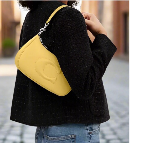 New💛Coach Yellow Teri Quilted Shoulder Bag - Picture 3 of 5